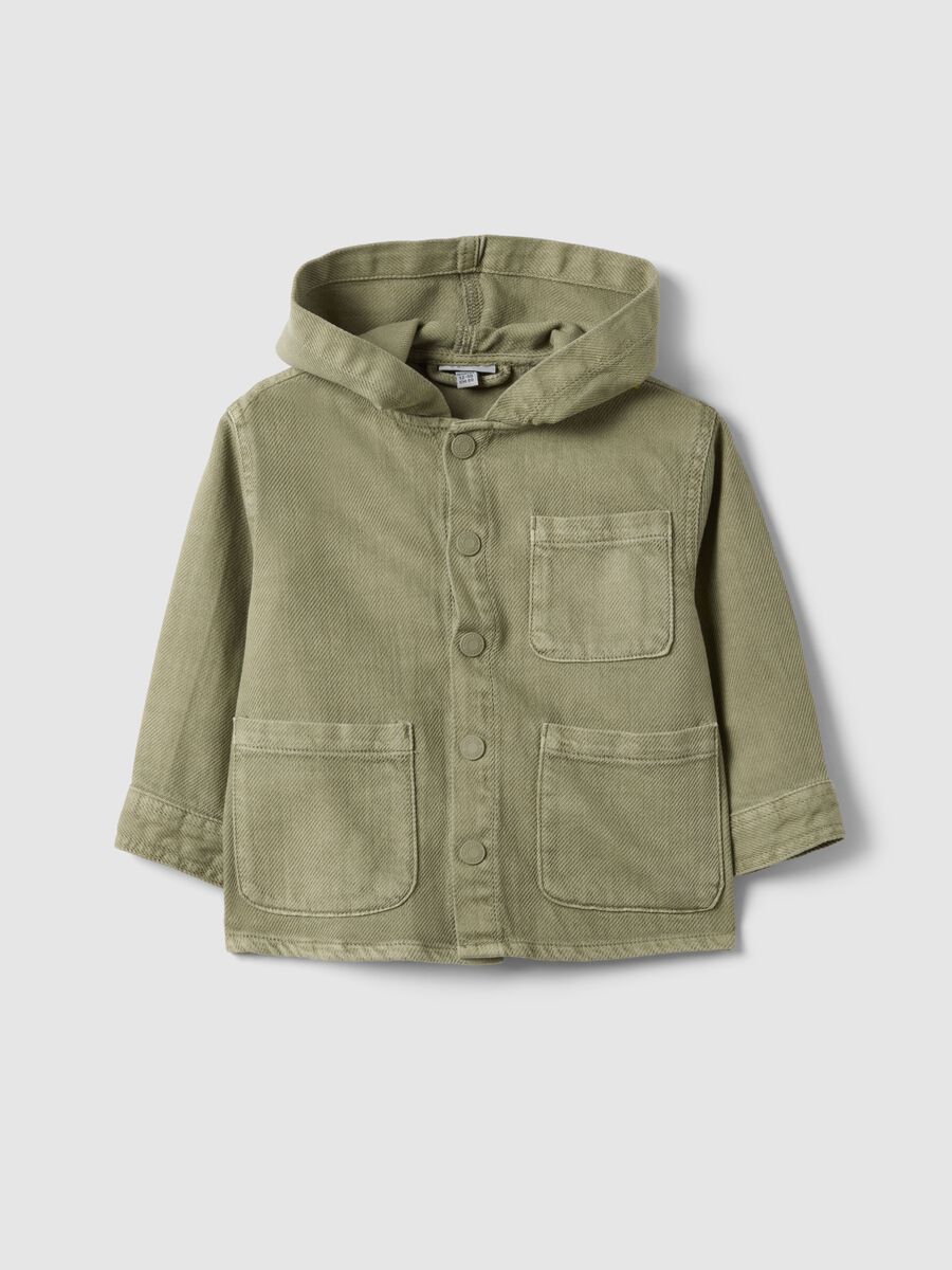 Boys' Pure Cotton Green Shacket Regular Fit with Hood_0