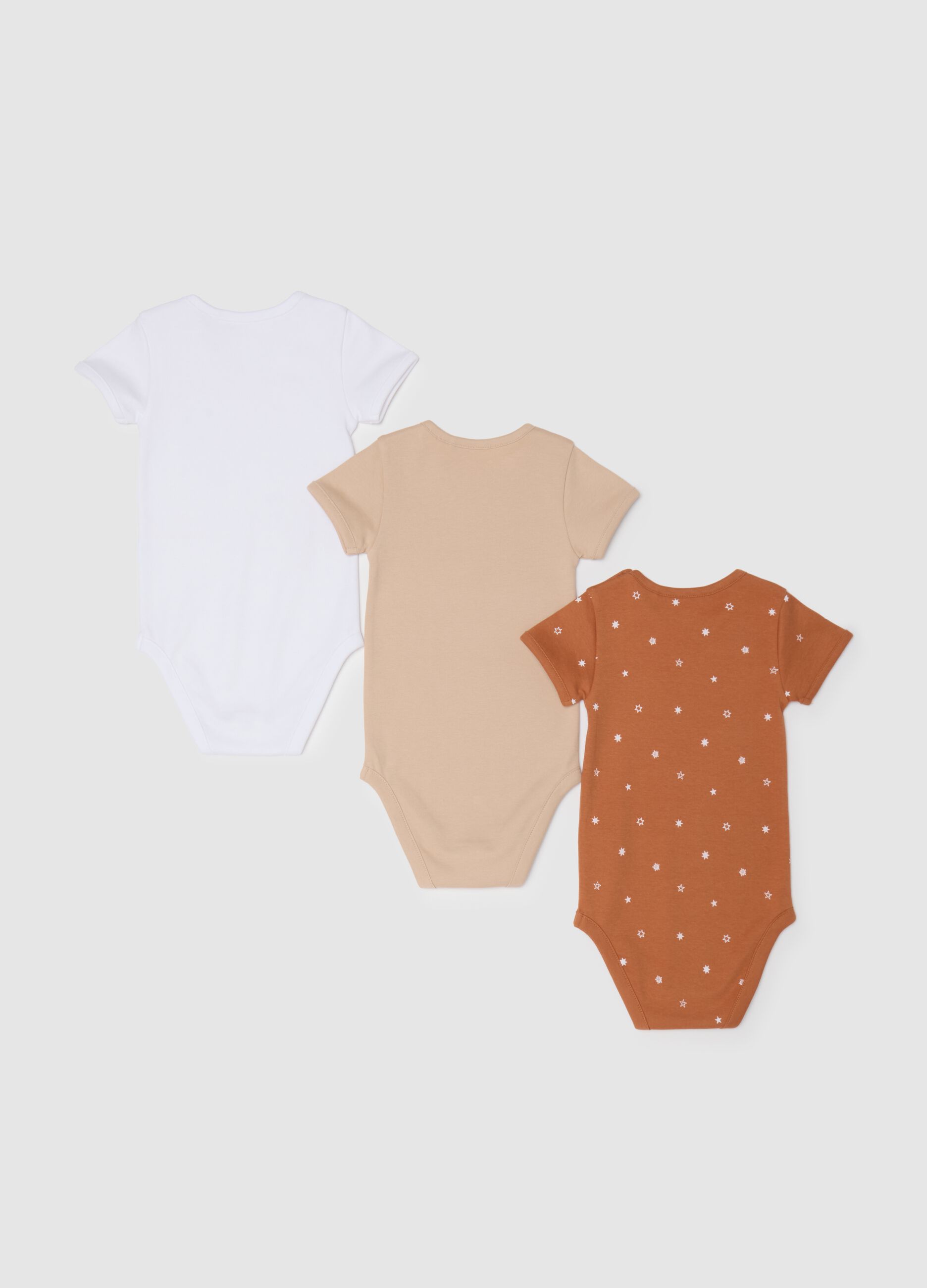 Kids' Tripack Bodysuits in Pure Organic Multicolor Cotton