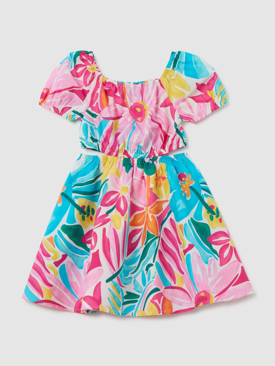 Girls' multicolour pure cotton dress with regular fit_0