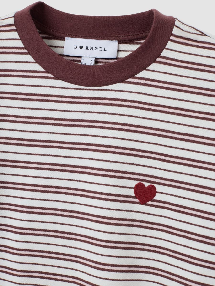 Multicolour relaxed-fit striped pure cotton T-shirt with chest embroidery_6