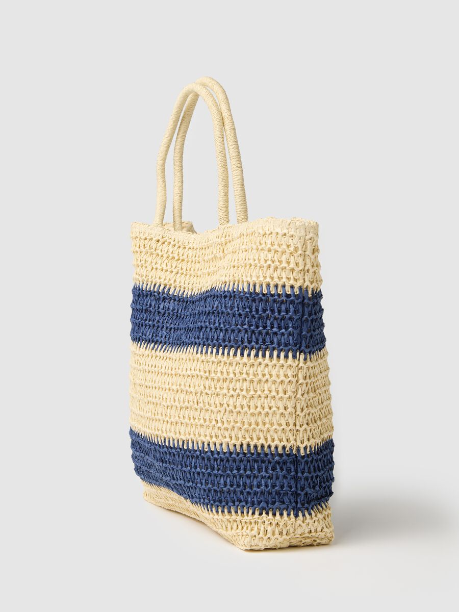 Women's bag with blue and beige stripes_1