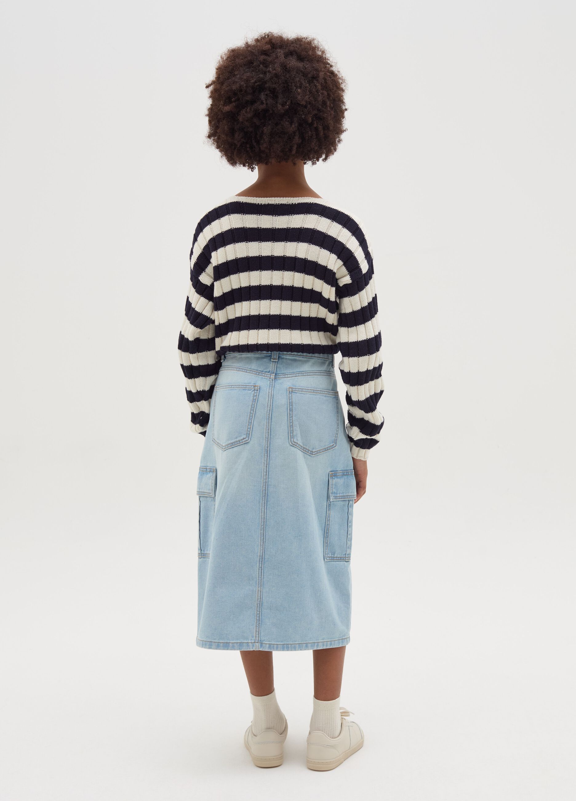 Cargo longuette skirt in denim
