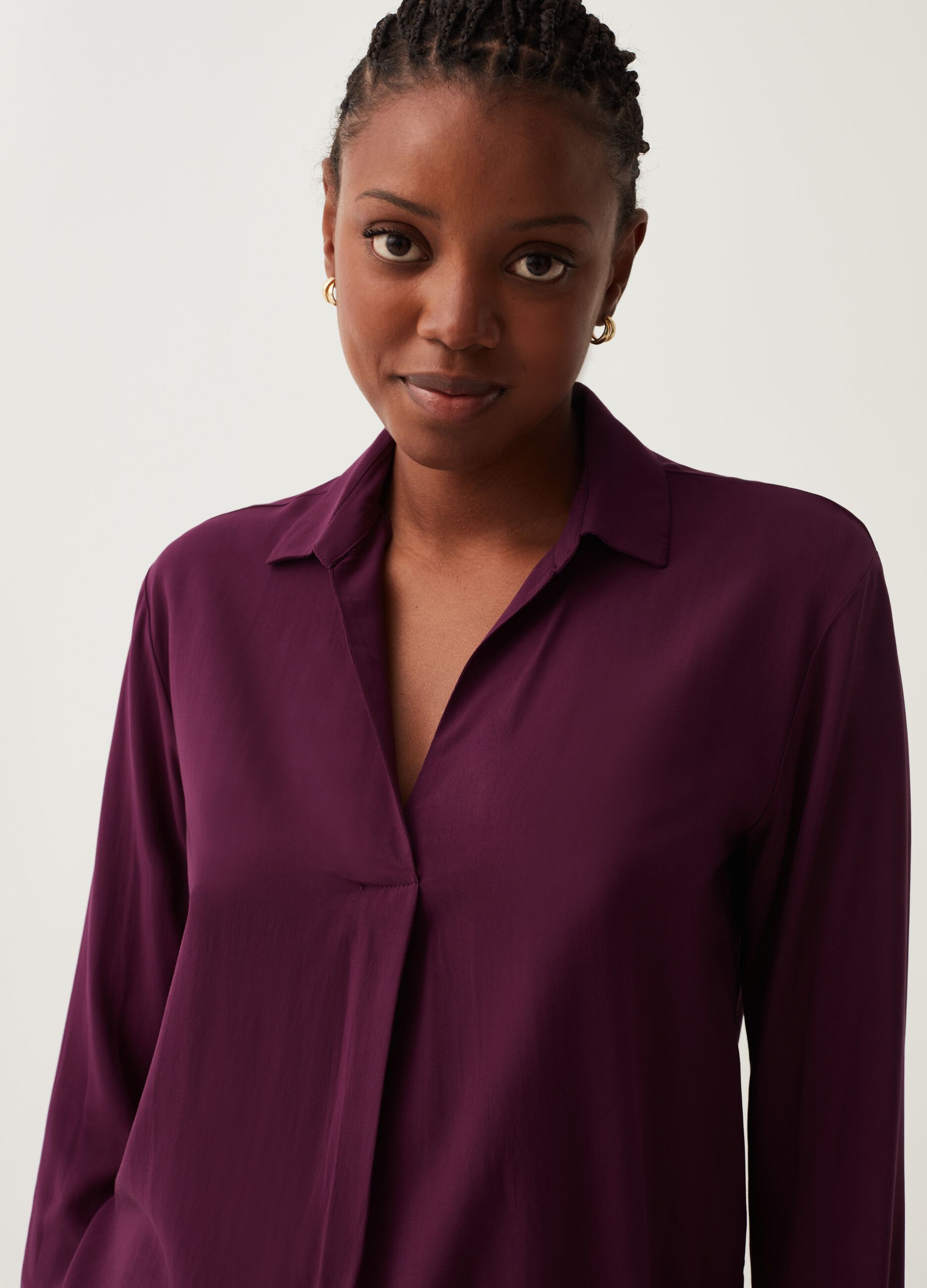 Blusa in viscosa con pince_0