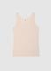 Beige regular fit stretch cotton vest with lace trim_0