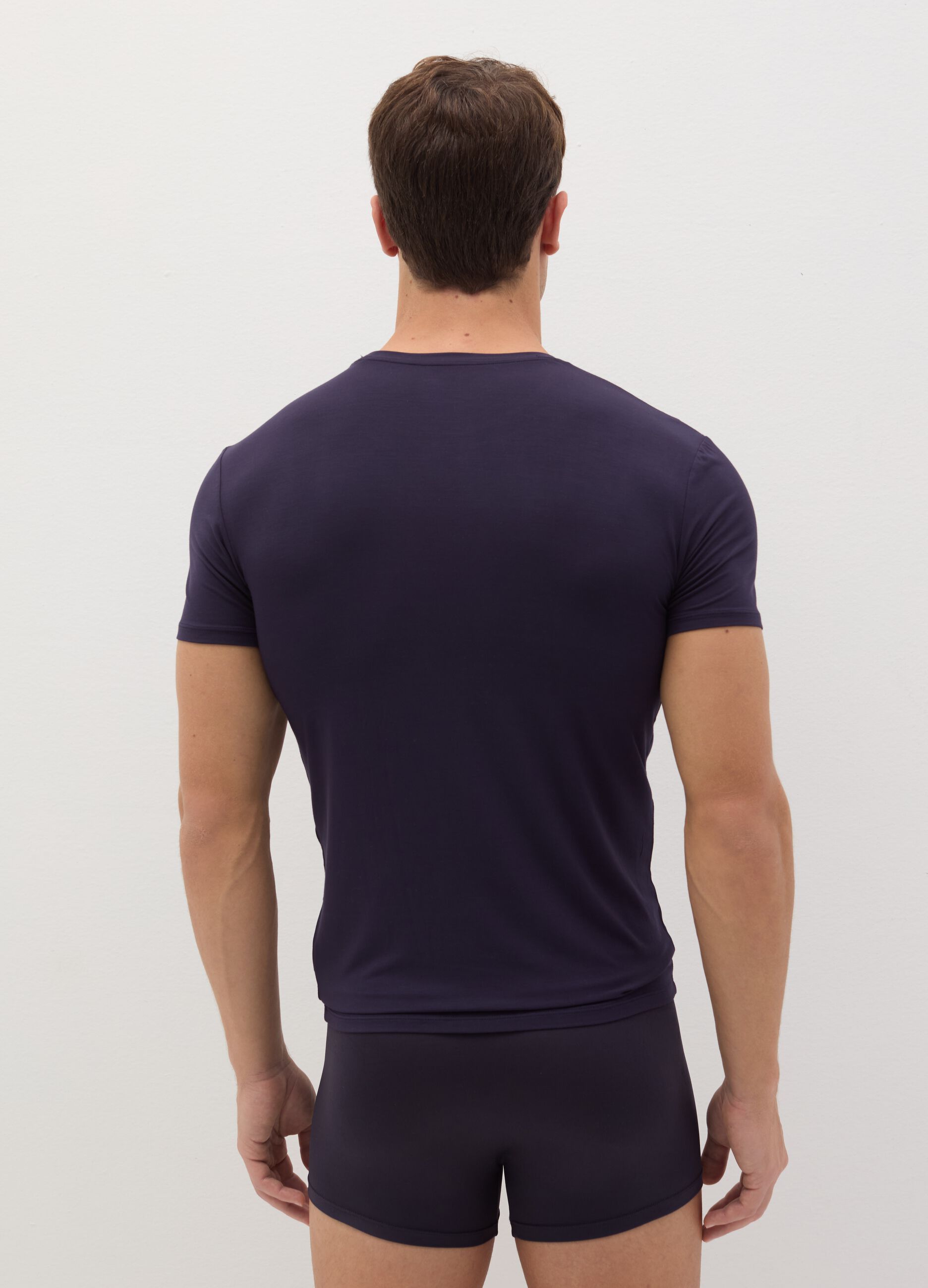 Stretch modal undershirt with round neck
