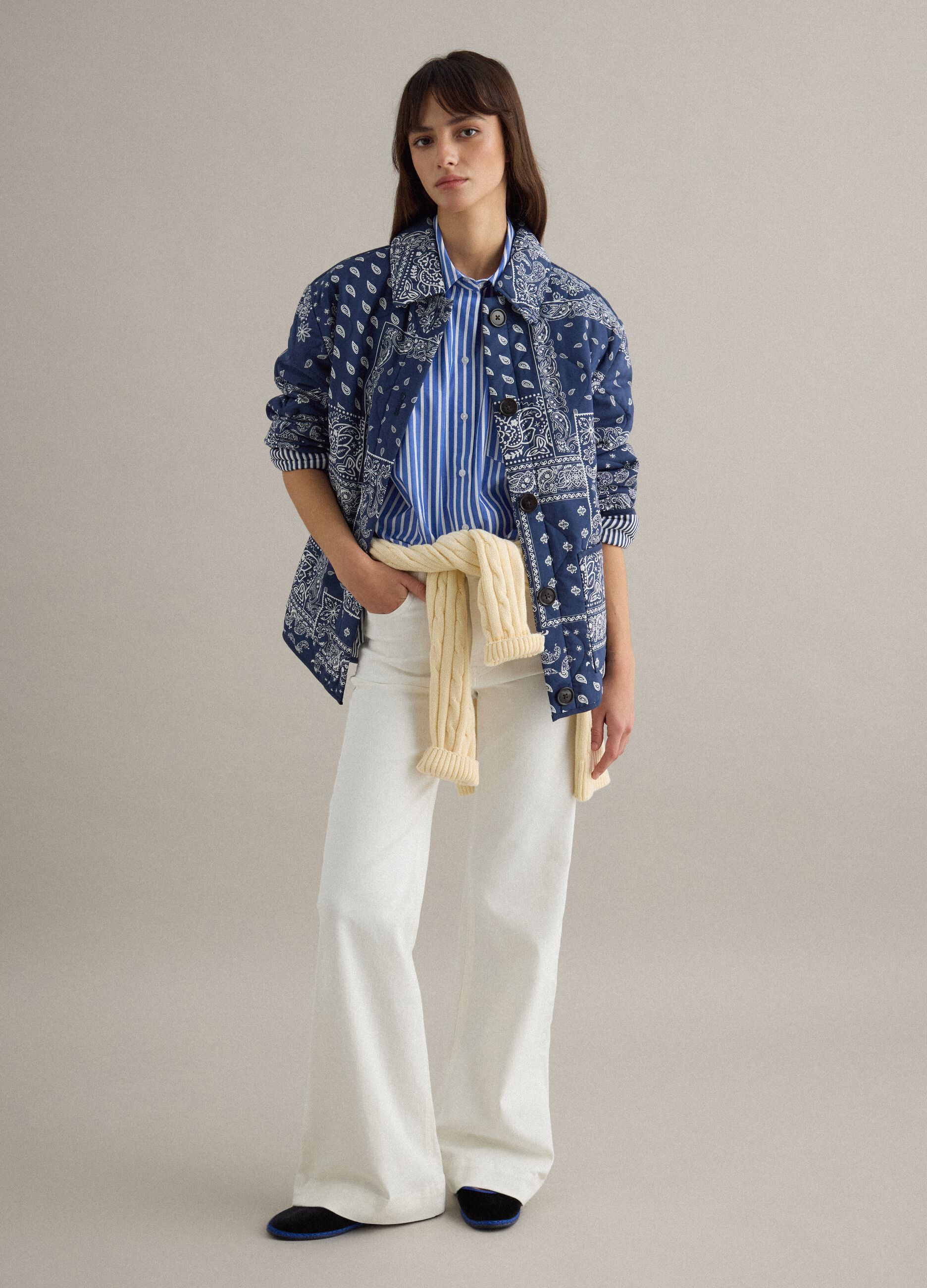 White bootcut jeans in stretch cotton