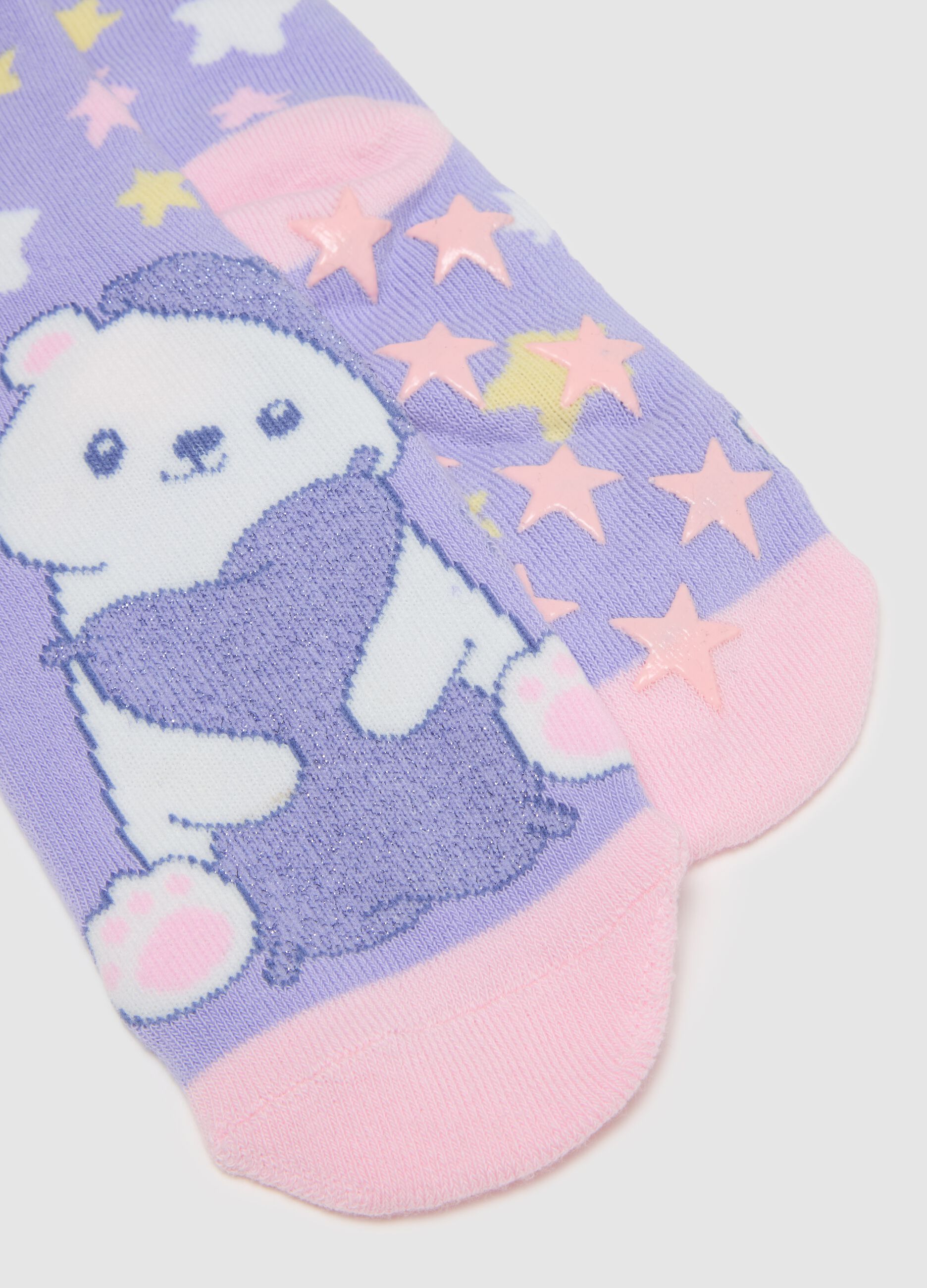 Girls' Multicolour Cotton Blend Non-Slip Socks
