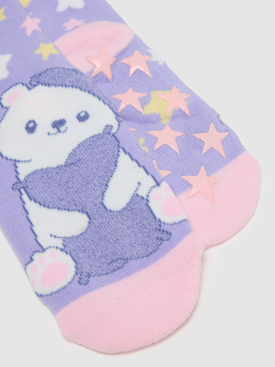 Girls' Multicolour Cotton Blend Non-Slip Socks_2