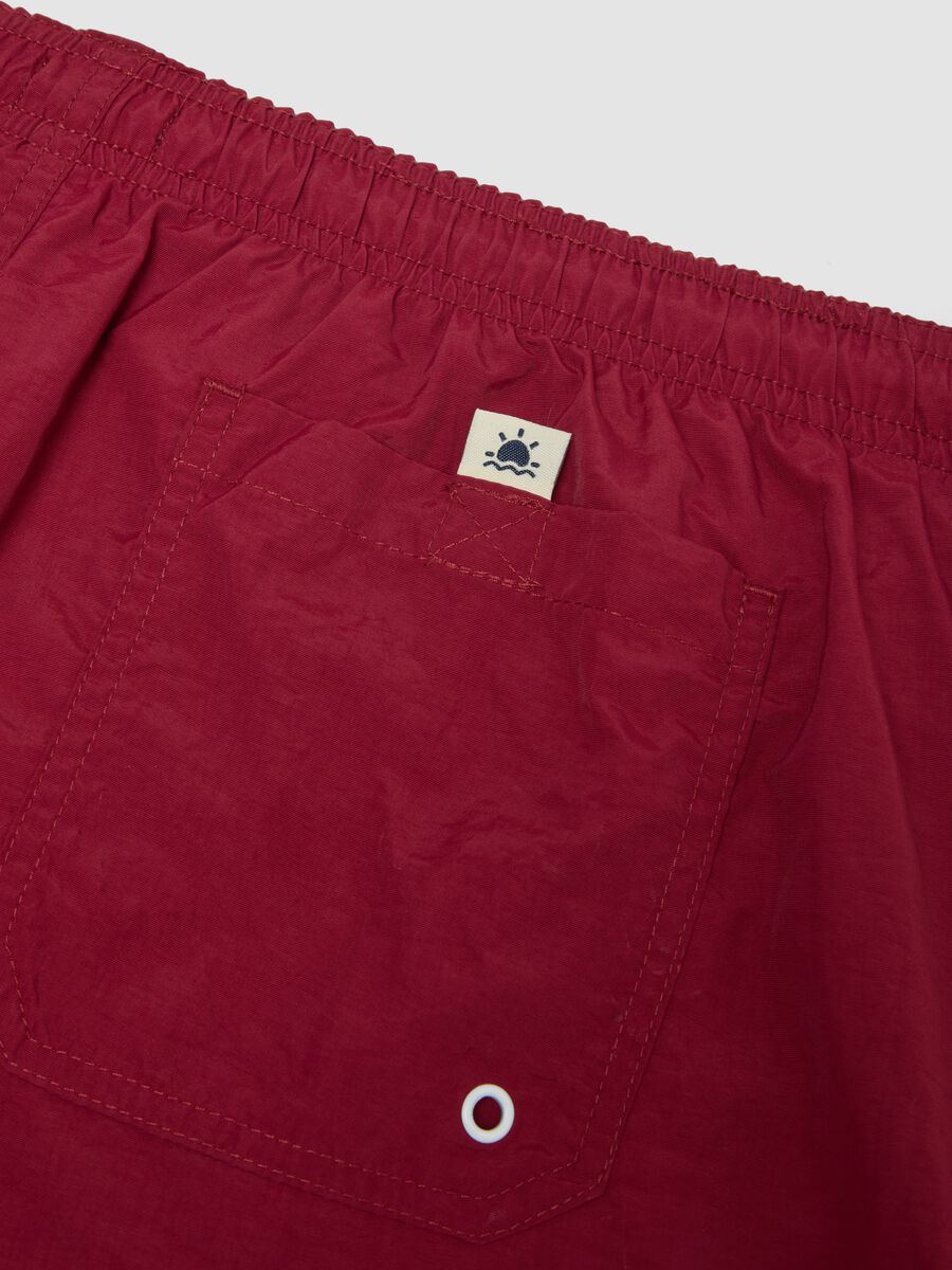 Red regular-fit swim shorts with drawstring_6