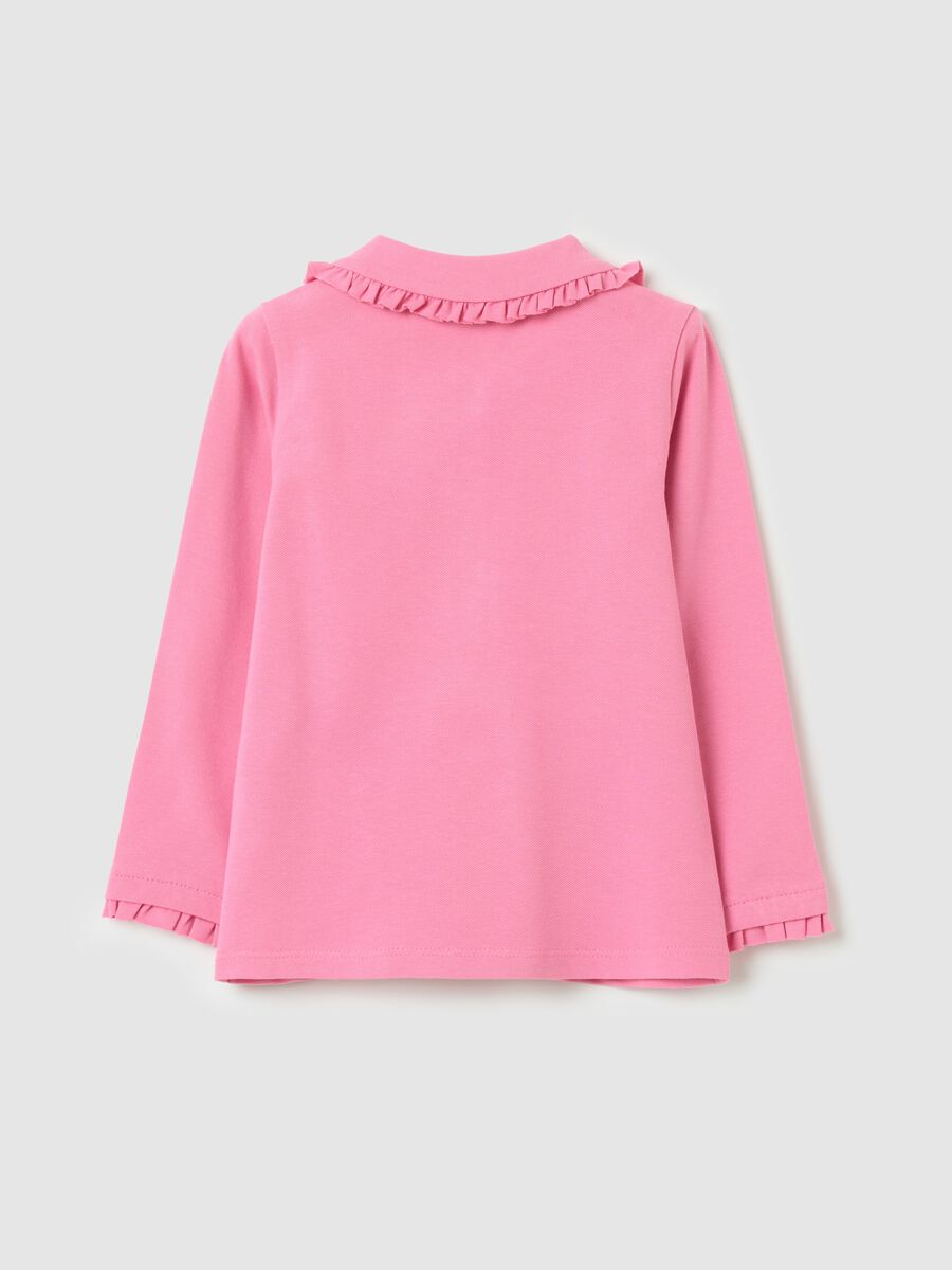 Long-sleeved polo shirt with frills_1