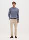 Beige chino trousers in slim fit stretchy cotton blend_0
