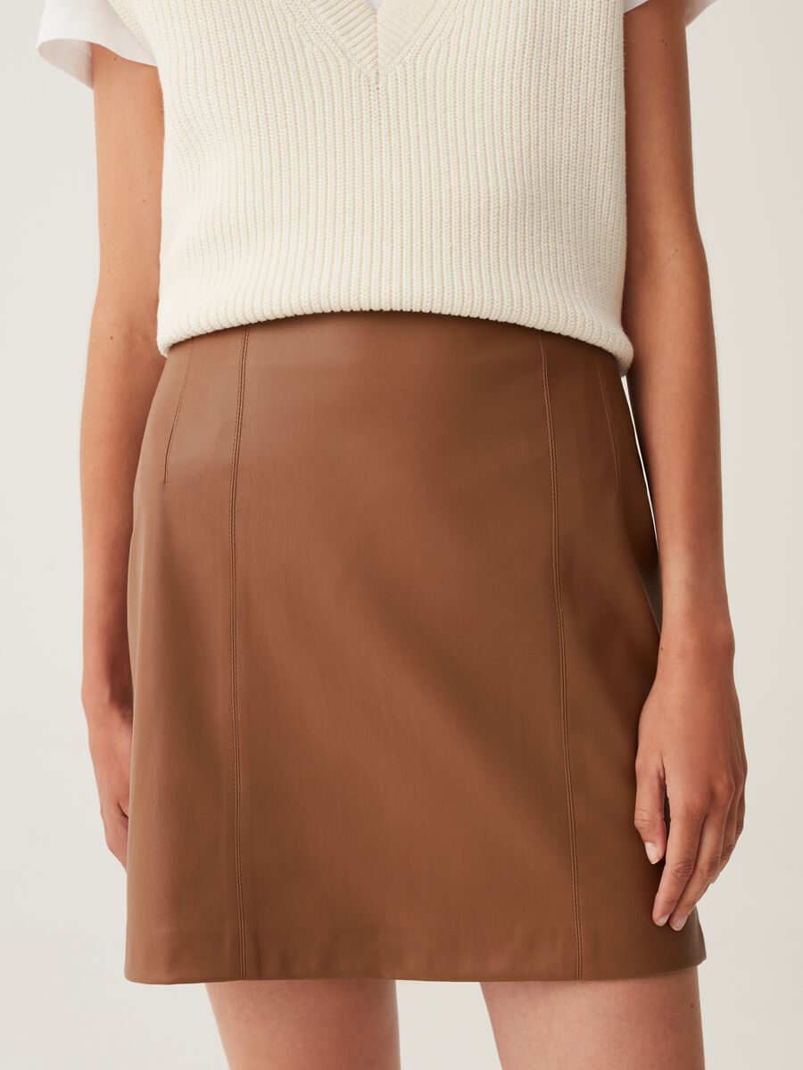 Shiny effect short pencil skirt_1