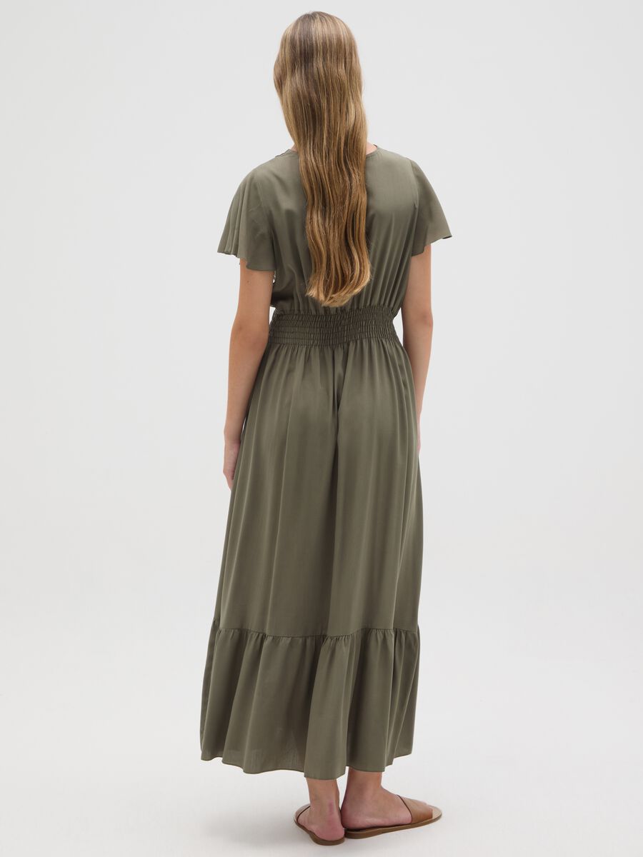 Women's long green dress in pure viscose regular fit_2