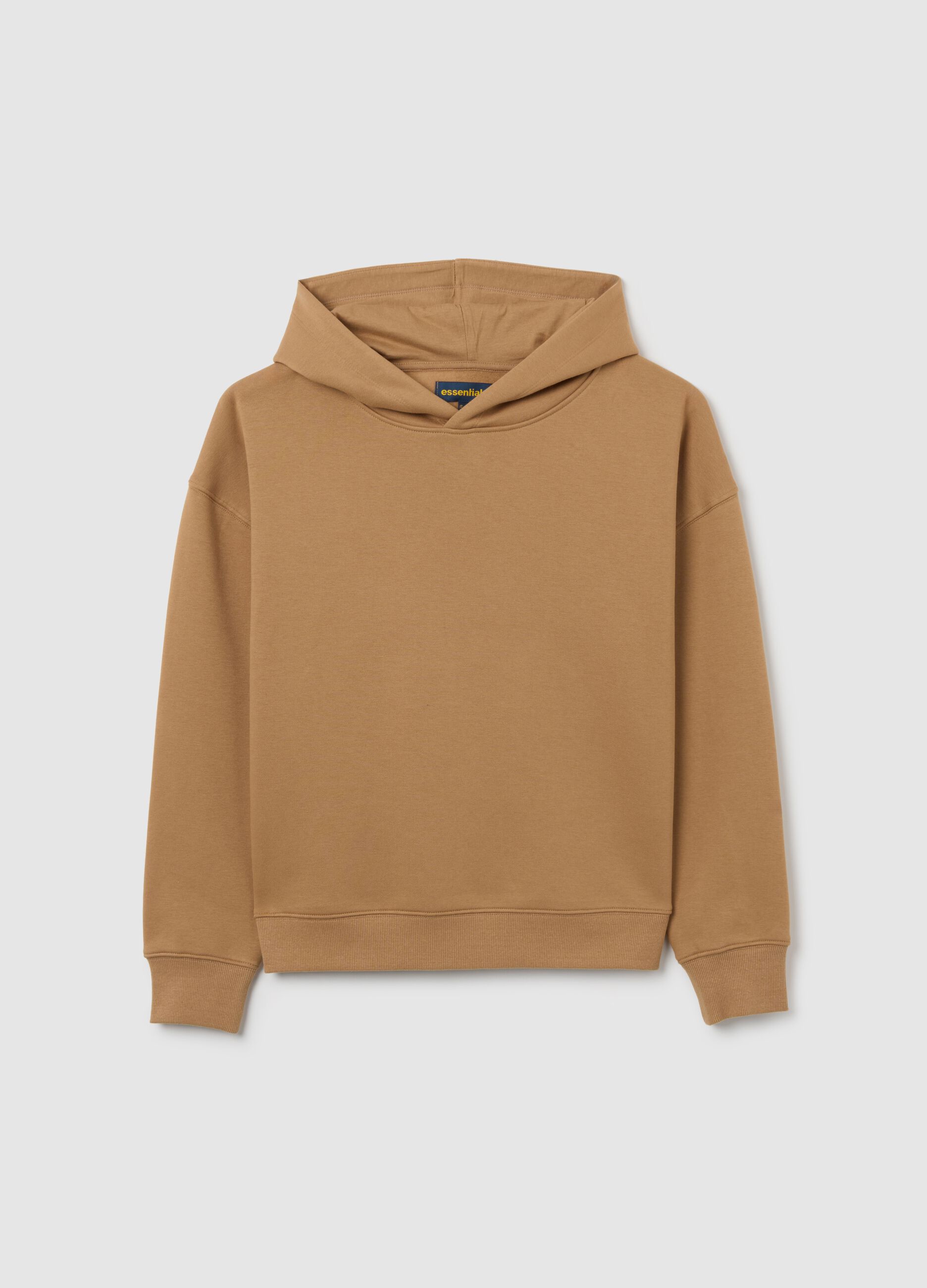 Brown cotton blend regular fit hoodie