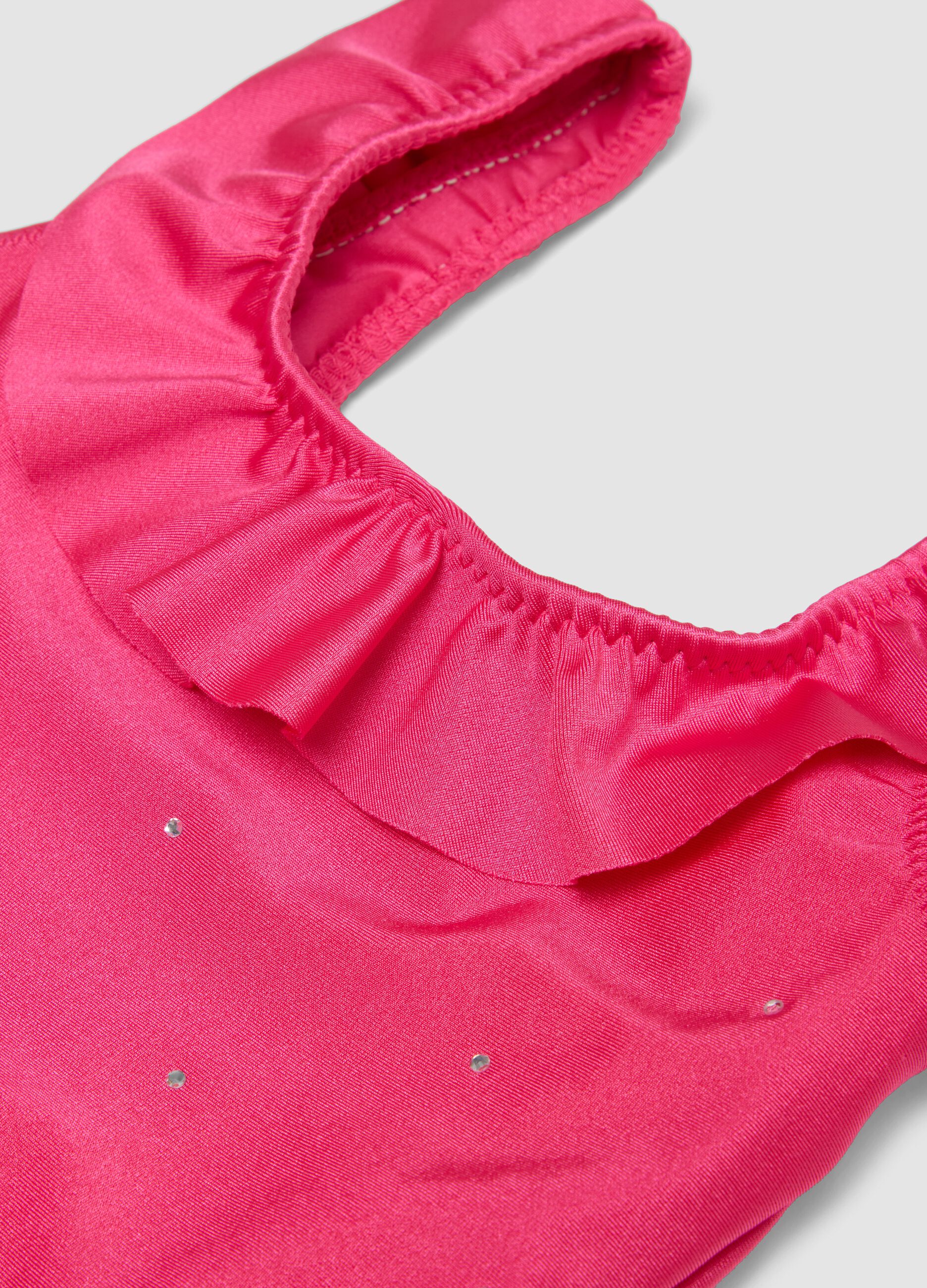 Pink ruffle-detail stretch swimsuit