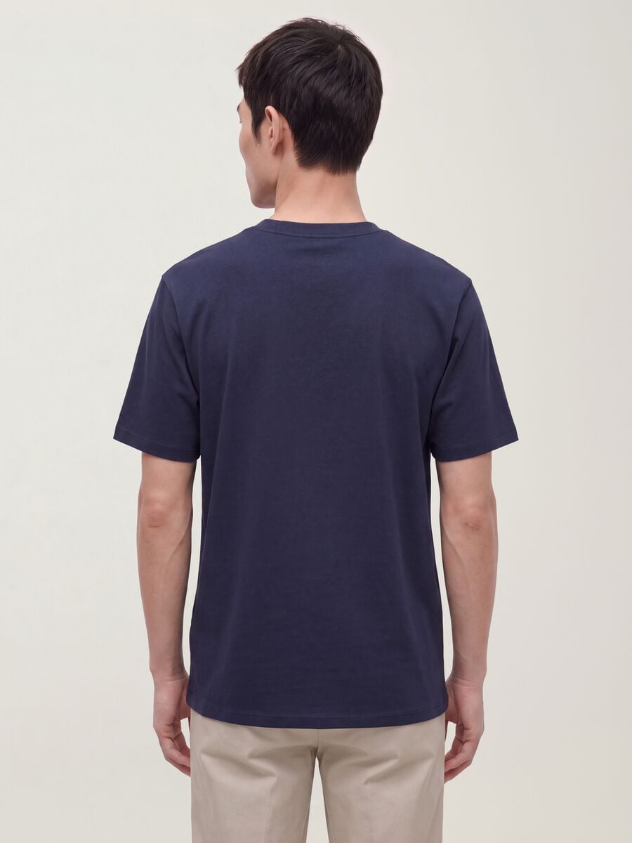 T-shirt blu in puro cotone a girocollo relaxed fit_2
