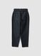 Blue denim baggy-fit pure cotton jeans with paper-bag waist_6