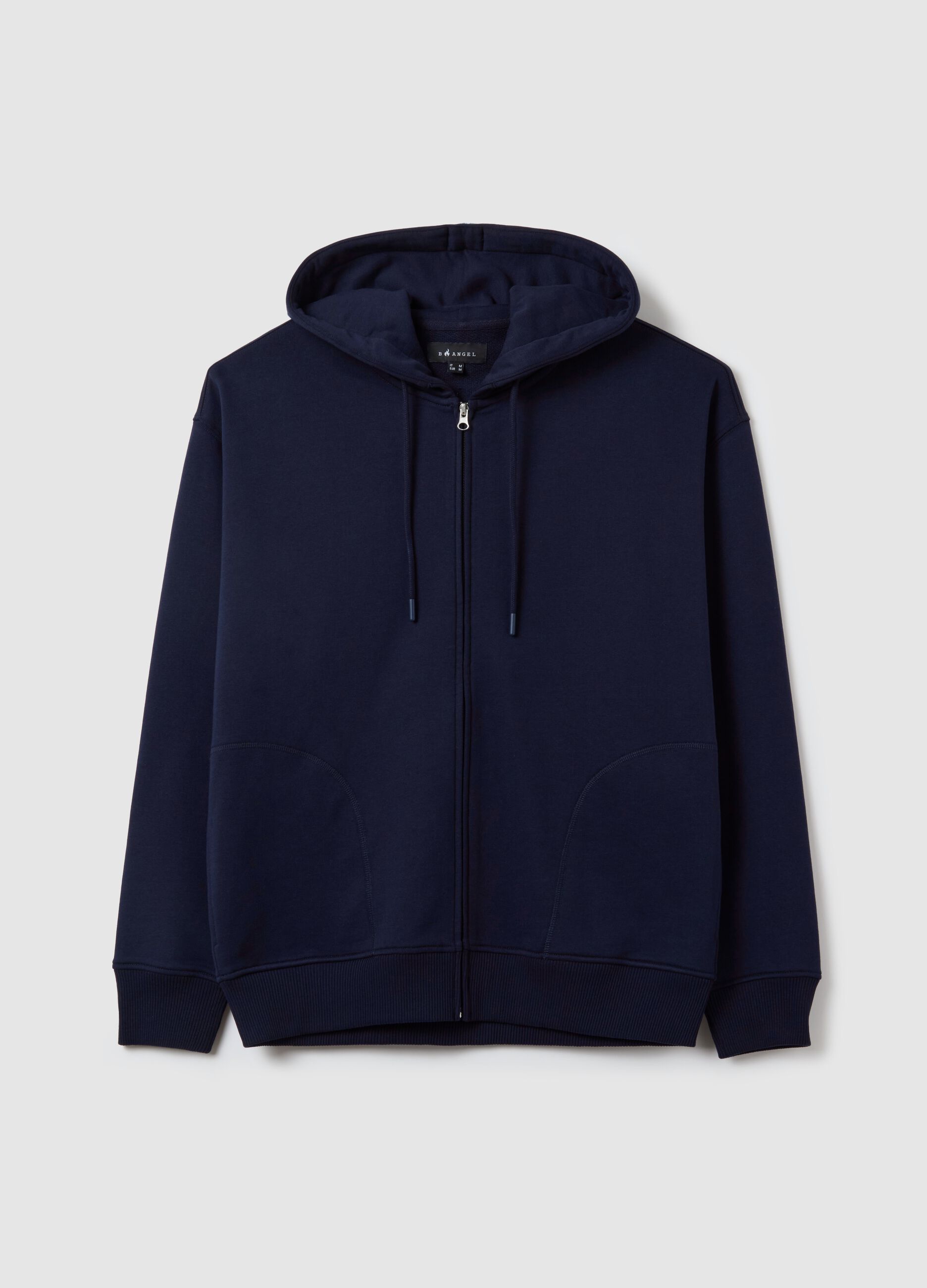 Over-fit full-zip sweatshirt in cotton with hood