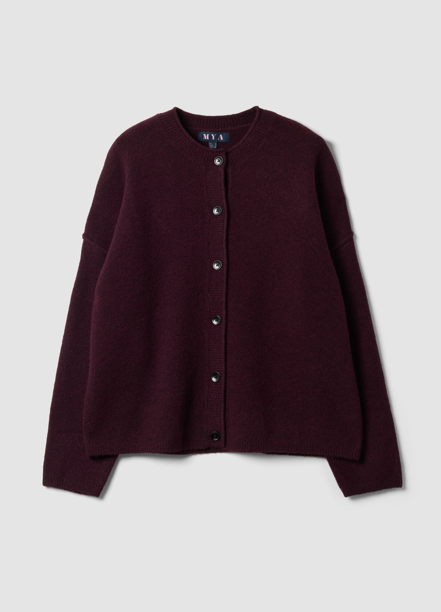 Red stretch-wool oversized cardigan