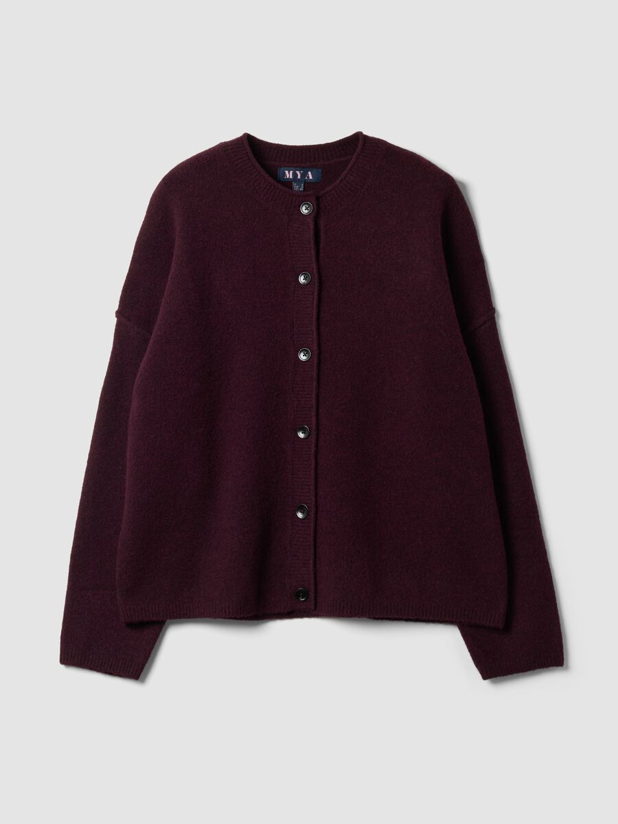 Cardigan rosso in lana elasticizzata over fit_0
