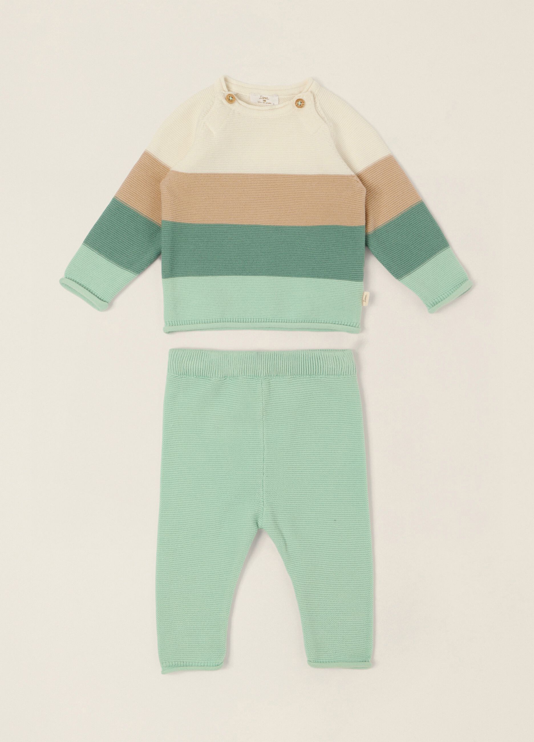 Multicolour striped pure cotton baby set