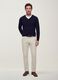 Blue viscose-blend V-neck jumper, regular fit_0