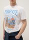 White pure cotton T-shirt with front print, regular fit_2