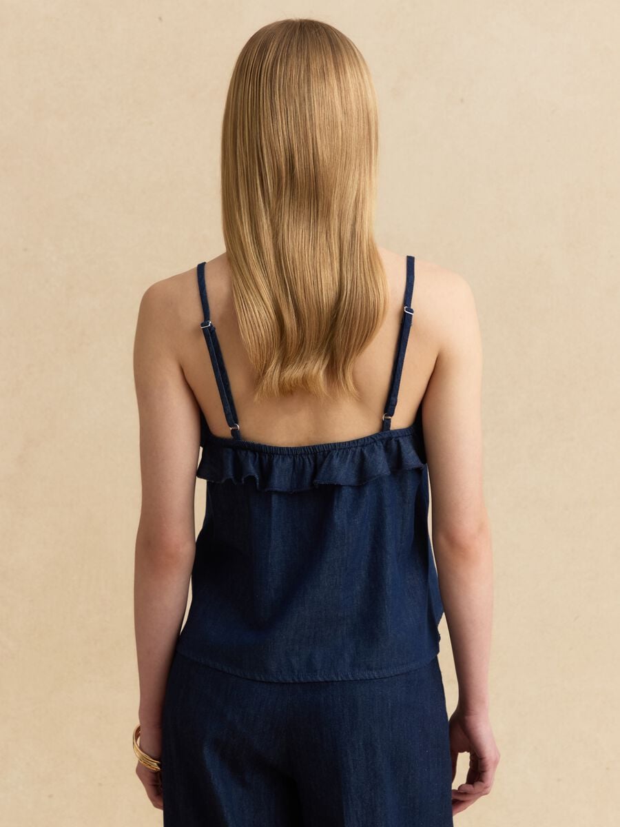 Blue pure cotton top with ruffle_3