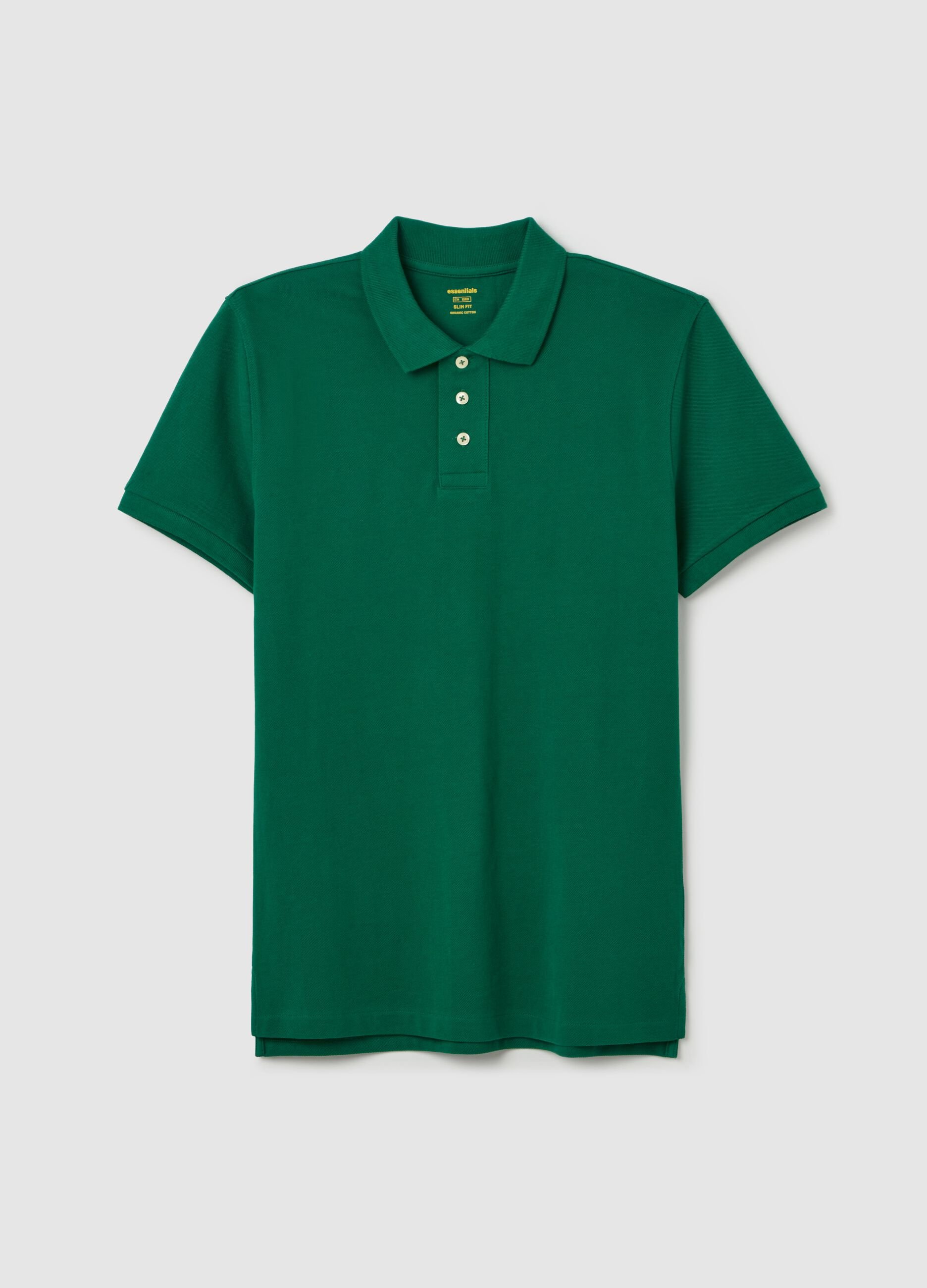Polo da uomo in puro cotone verde slim fit