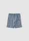Shorts blu e bianco a righe in cotone organico per bimbo regular fit_1