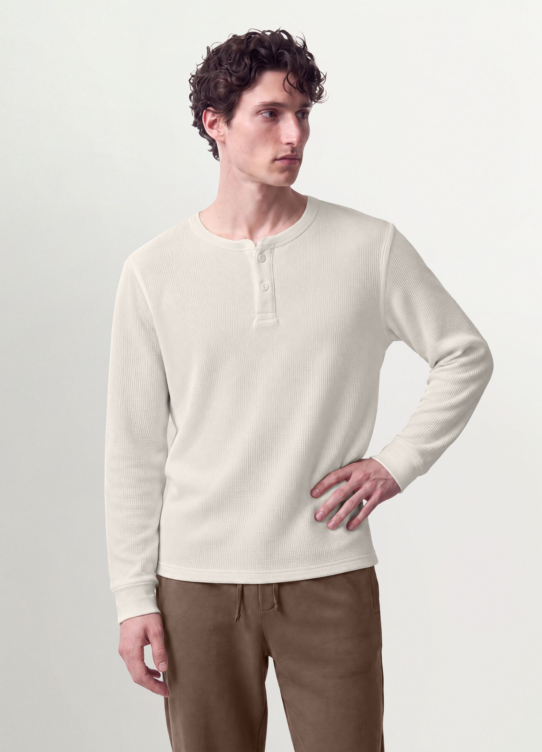 White regular-fit honeycomb viscose-blend T-shirt
