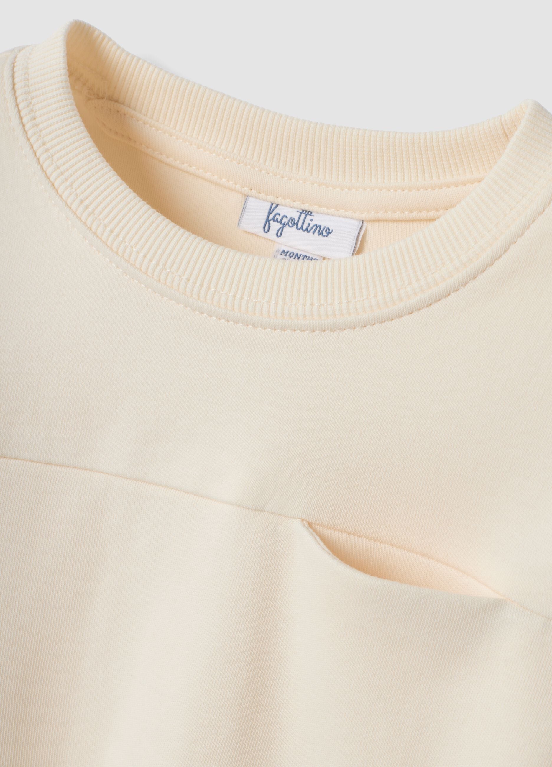Maglietta beige girocollo in puro cotone organico