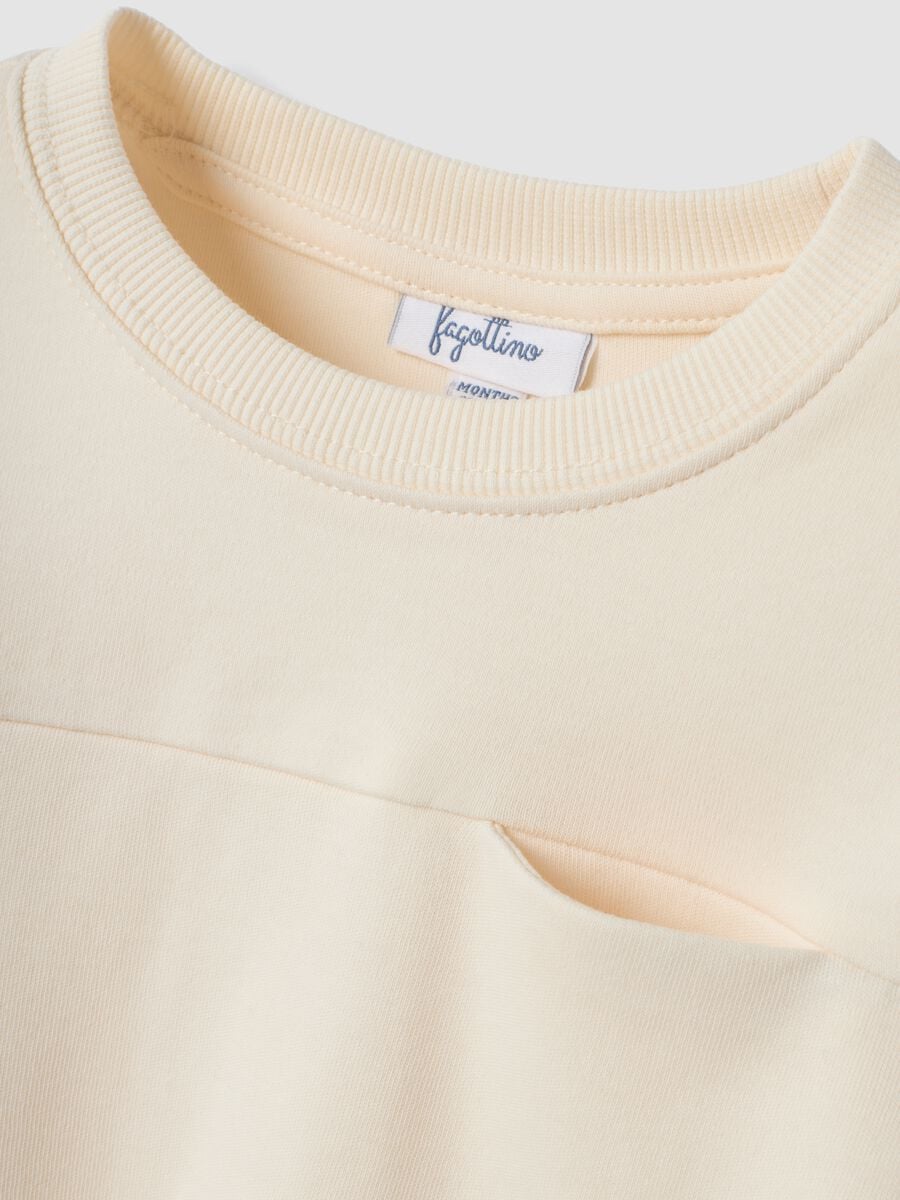 Beige crew-neck T-shirt in pure organic cotton_2