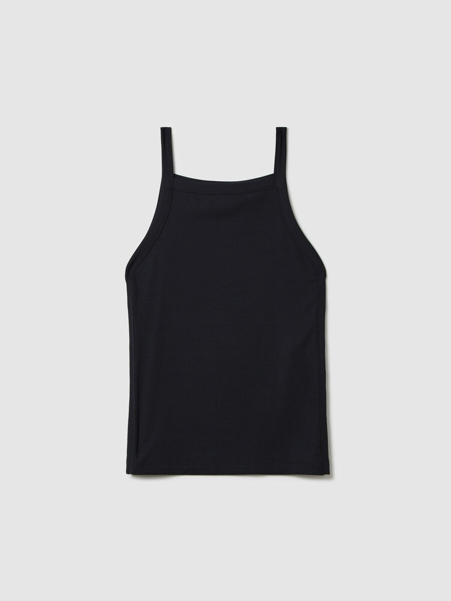 Black tank top in stretch modal_4