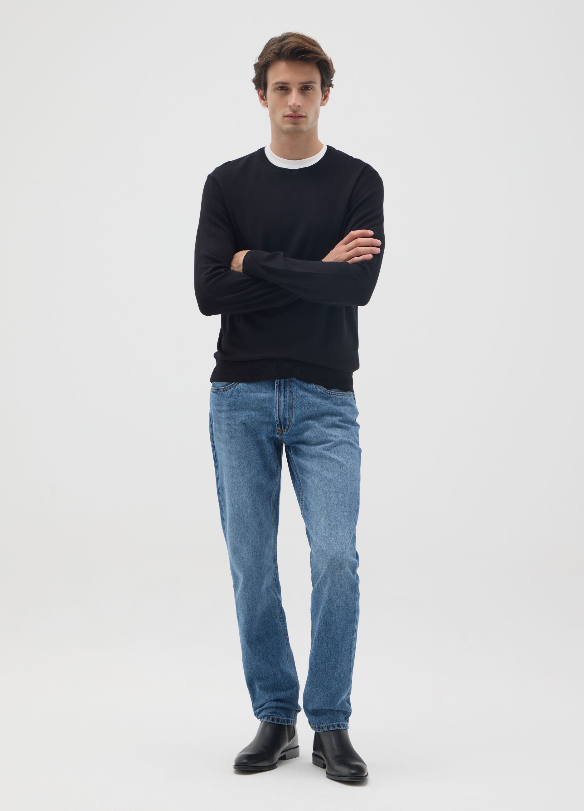 Jeans in puro cotone blu slim fit