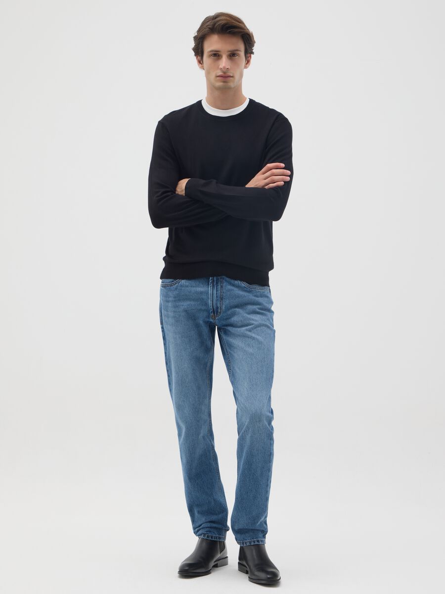 Jeans in puro cotone blu slim fit_0