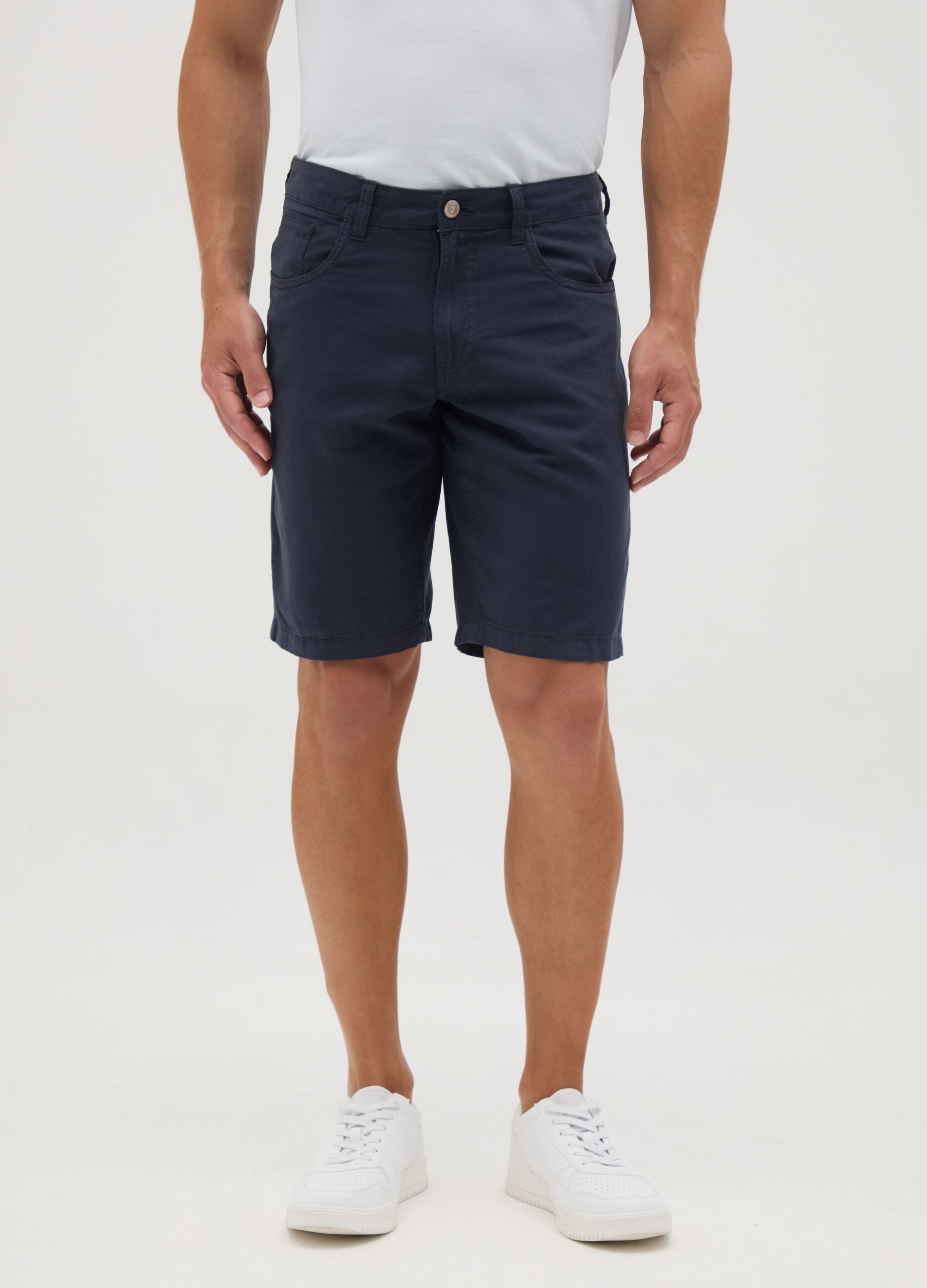 Shorts da uomo in cotone blu regular fit