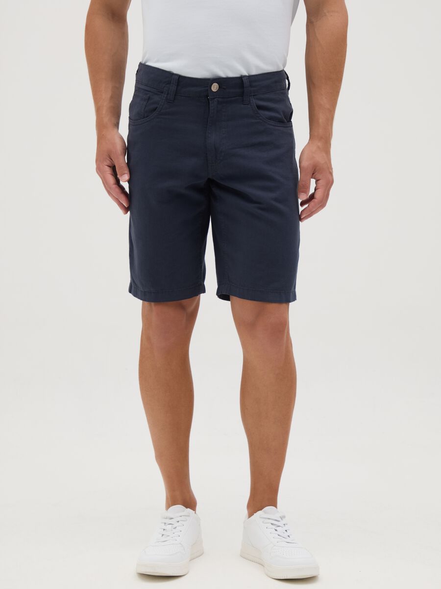 Men's Blue Cotton Regular Fit Shorts_1