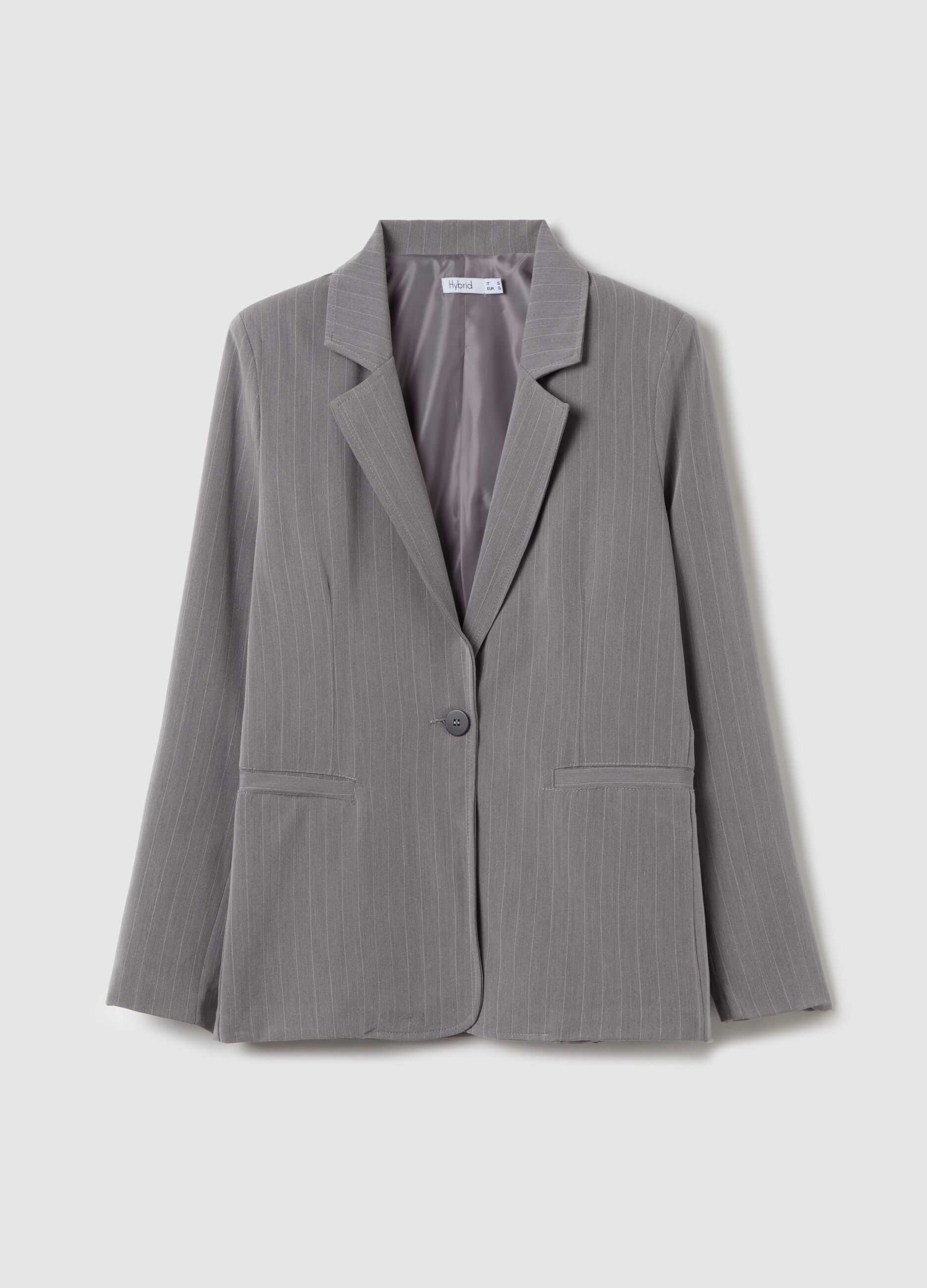Single-breasted pinstriped blazer