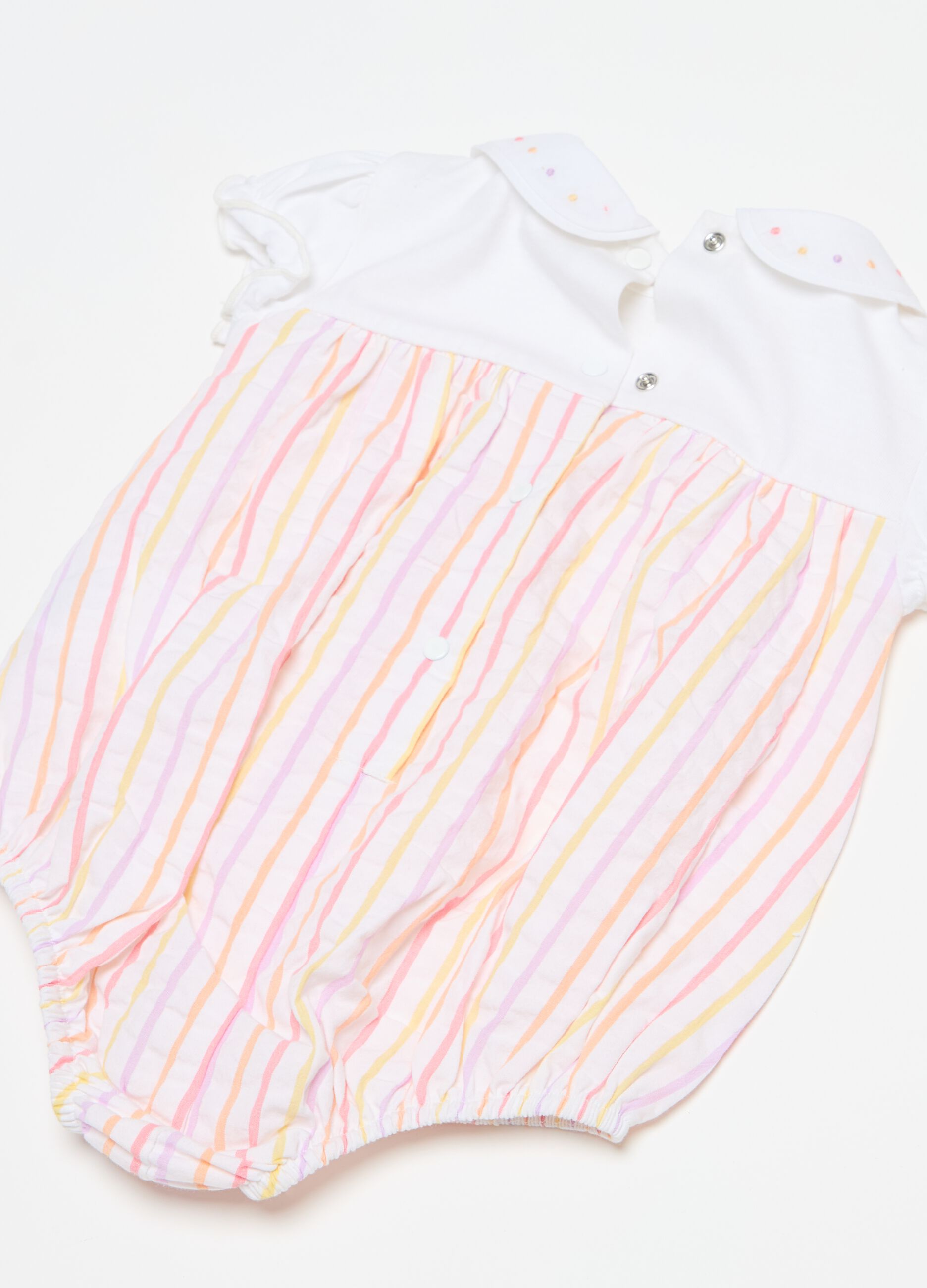 Cotton romper suit with striped pattern