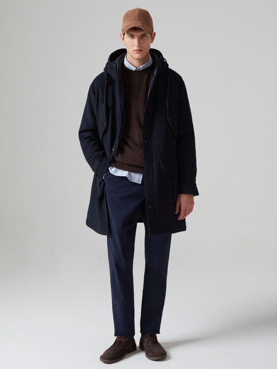Parka in panno con cappuccio_0