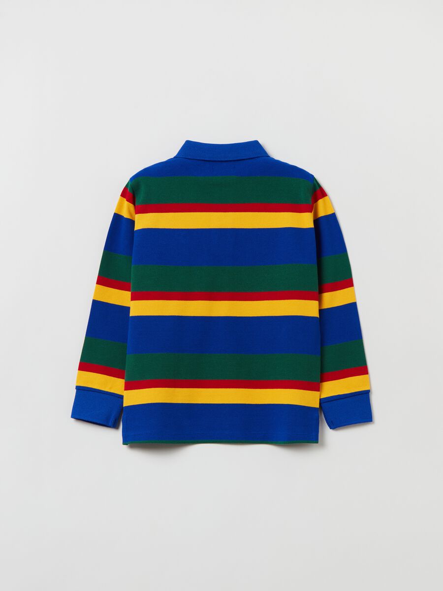 Polo in cotone a righe con ricamo_4