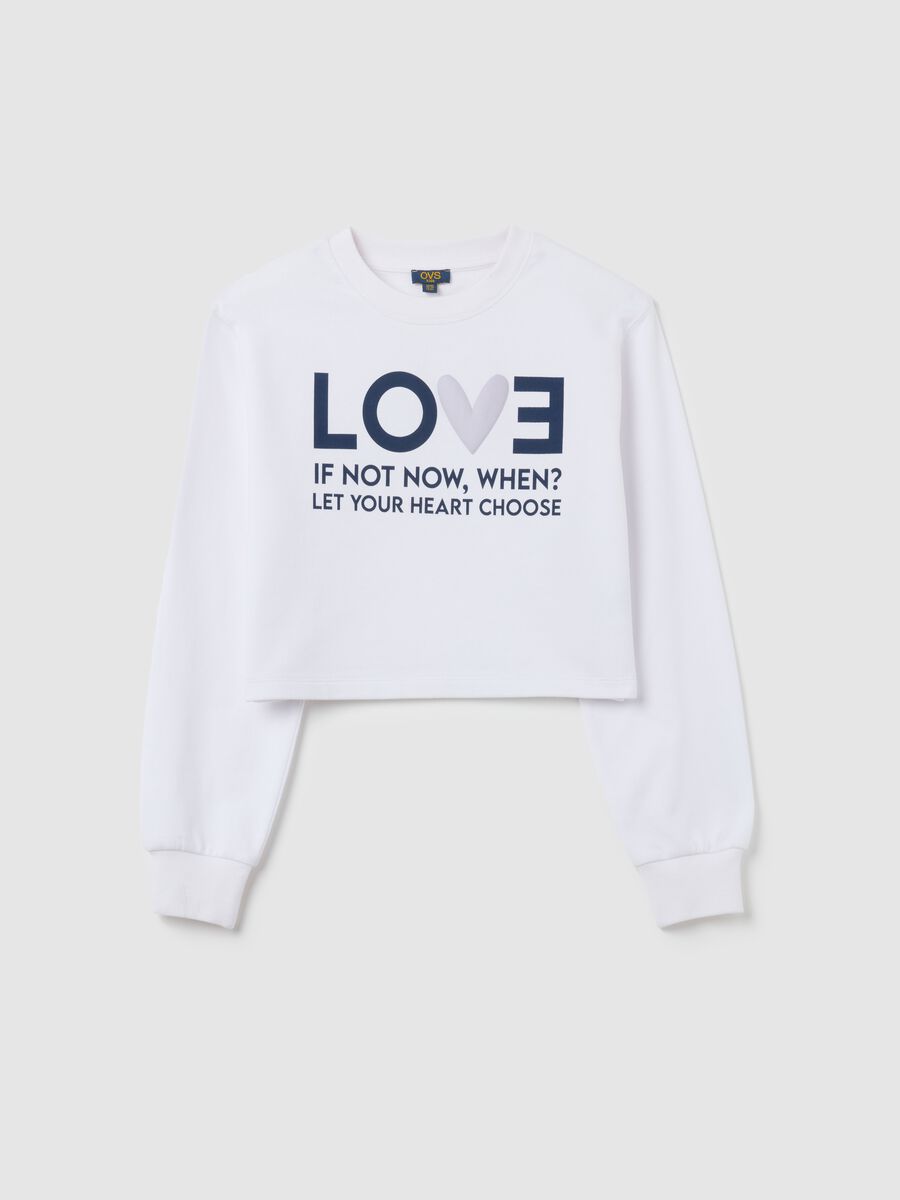 Felpa da ragazze in puro cotone bianca regular fit_3