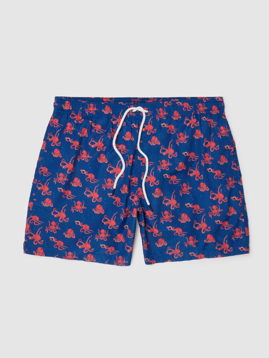 Men's multicolour swim shorts with octopus print_0