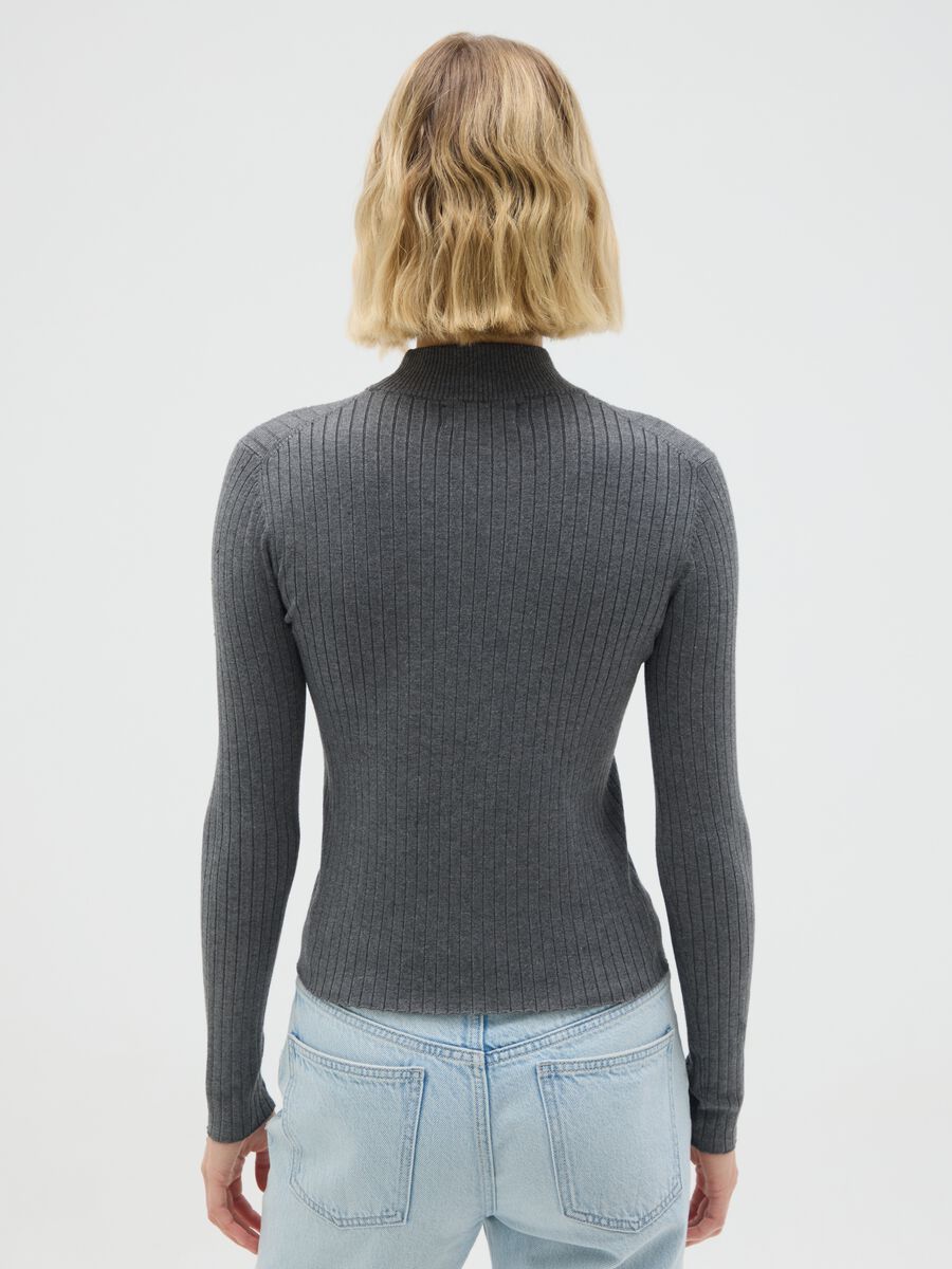 Grey Viscose Blend Fitted Sweater_3