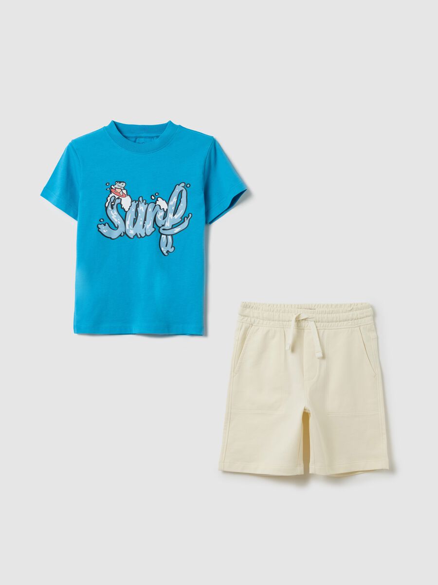 Blue jogging set with surf print in cotton_0