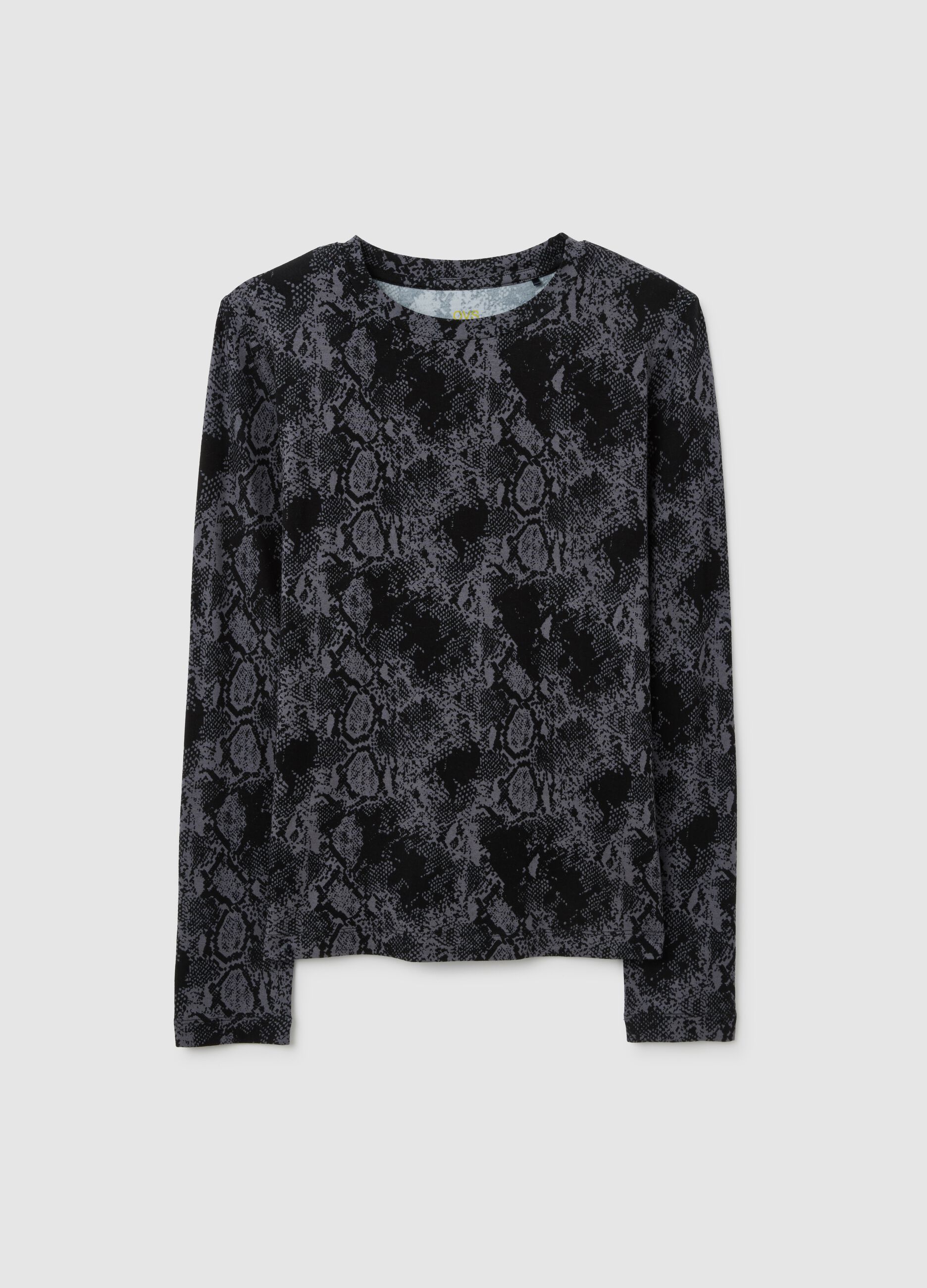 Maglia a maniche lunghe nero con stampa serpente