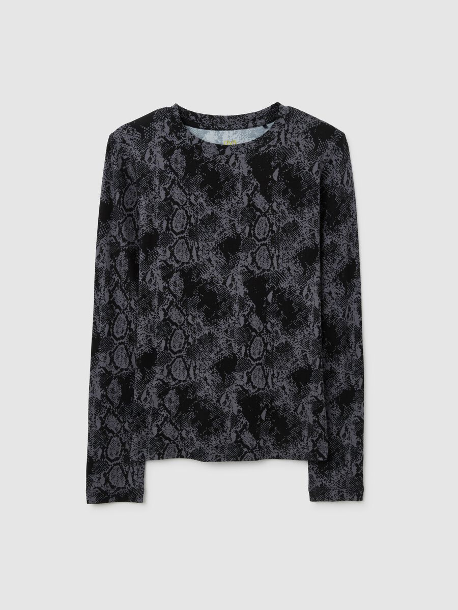 Maglia a maniche lunghe nero con stampa serpente_4