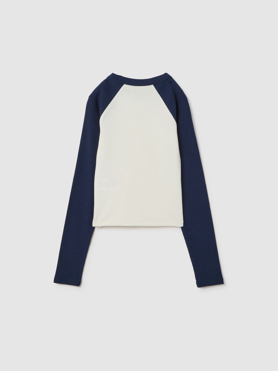 Girls' long sleeve white and blue cotton t-shirt_1