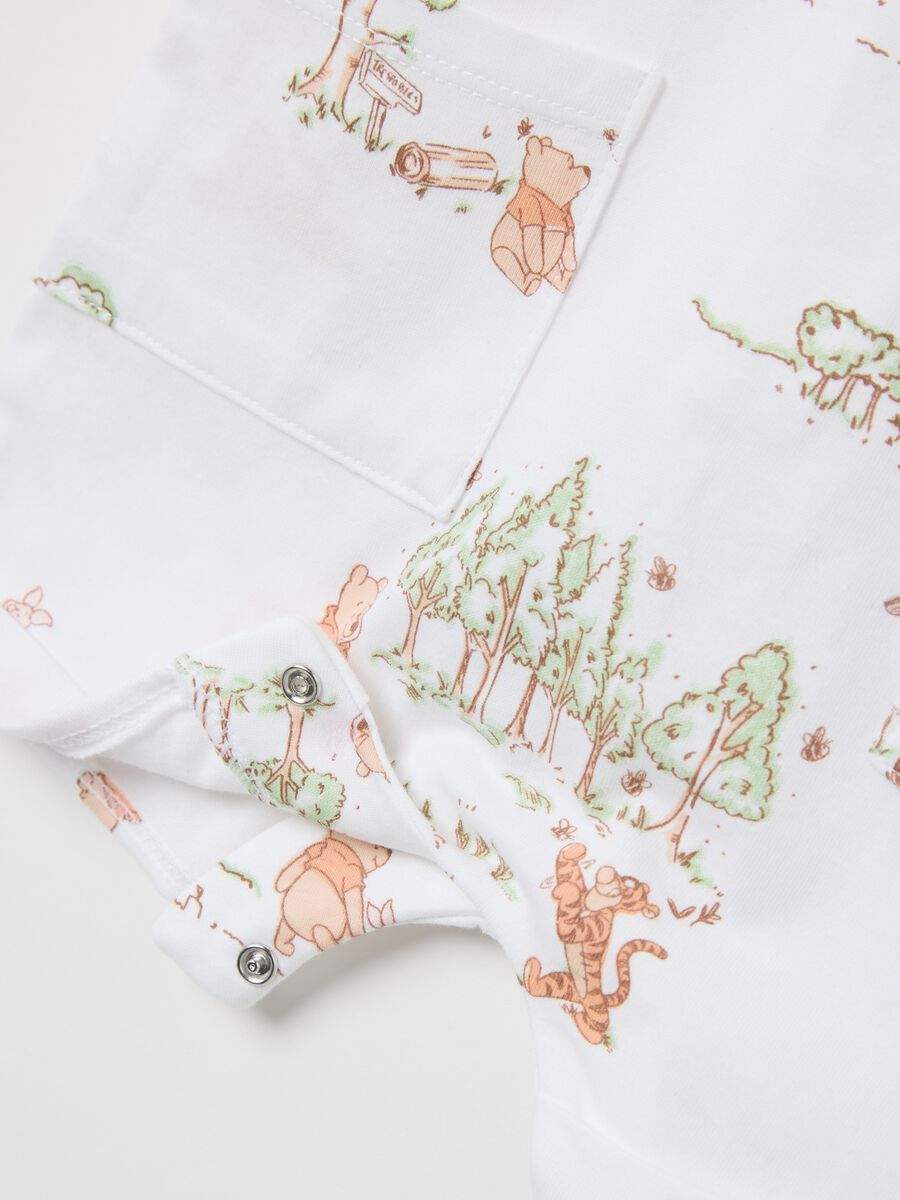 White romper suit in cotton with Winnie the Pooh embroidery and print_3